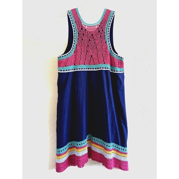 Akemi + Kin Anthropologie Crochet Trim Swing Shift Dress Size L Boho Hippie - Picture 8 of 16
